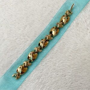 Vintage 70’s Gold-Tone Sculptural Link Bracelet, Wavy Textured Hinged, Statement